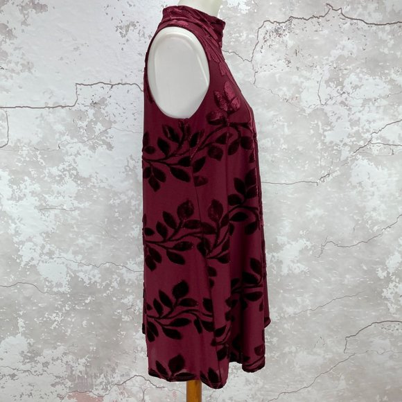 Adrienne Vittadini Burgundy Velvet Sleeveless Dress M NWT - Picture 4 of 10